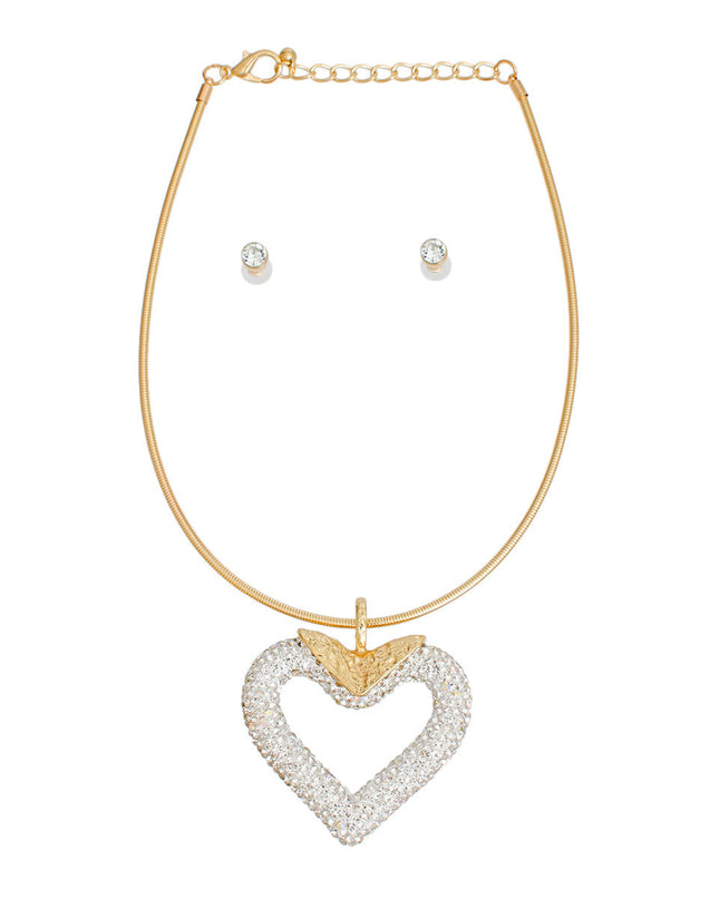 Necklace White Heart Snake Chain Set for Women