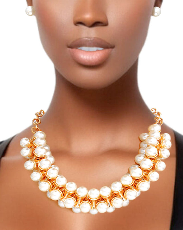 Pearl Necklace Gold Tentacle Collar Set for Women