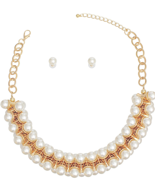 Pearl Necklace Gold Tentacle Collar Set for Women