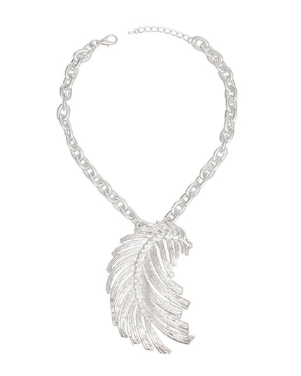 Pendant Necklace Silver Feather Chain for Women