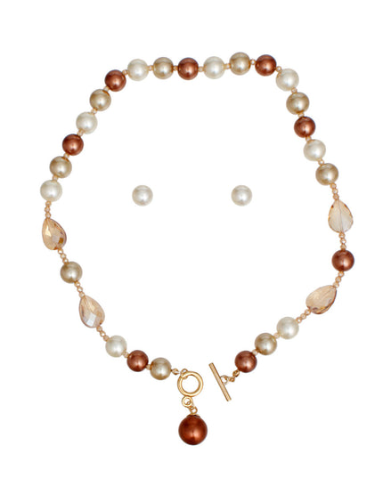 Toggle Shades of Brown Pearl Necklace for Women
