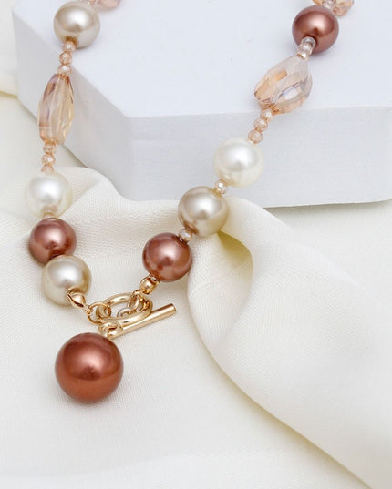 Toggle Shades of Brown Pearl Necklace for Women