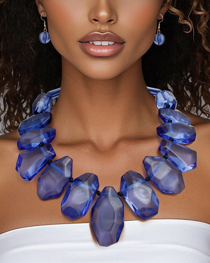Toggle Chunky Royal Blue Bead Cord Tribal Necklace