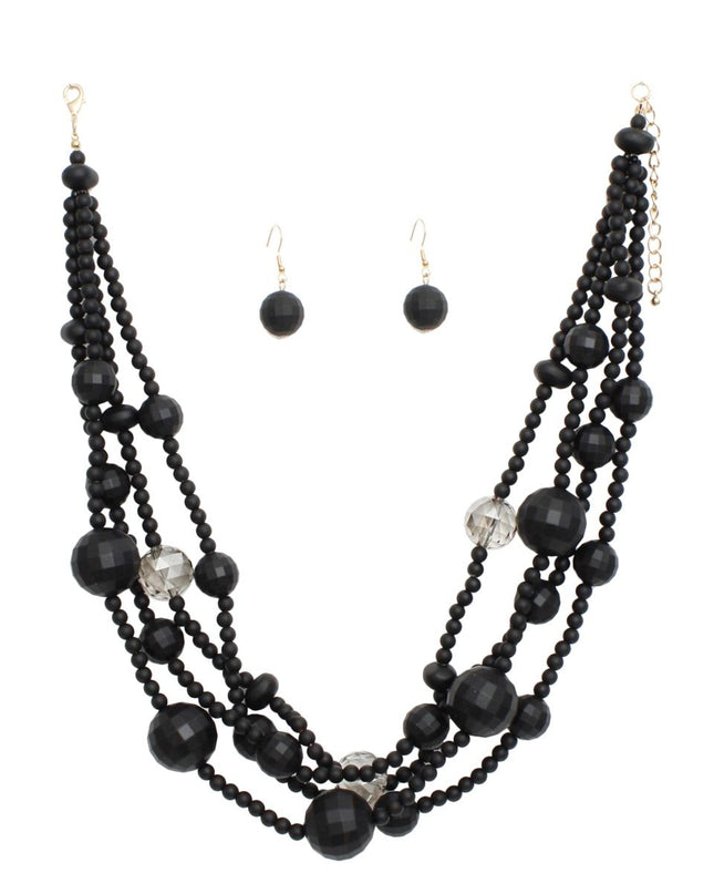 Necklace Matte Black Disco Ball Bead Set for Women