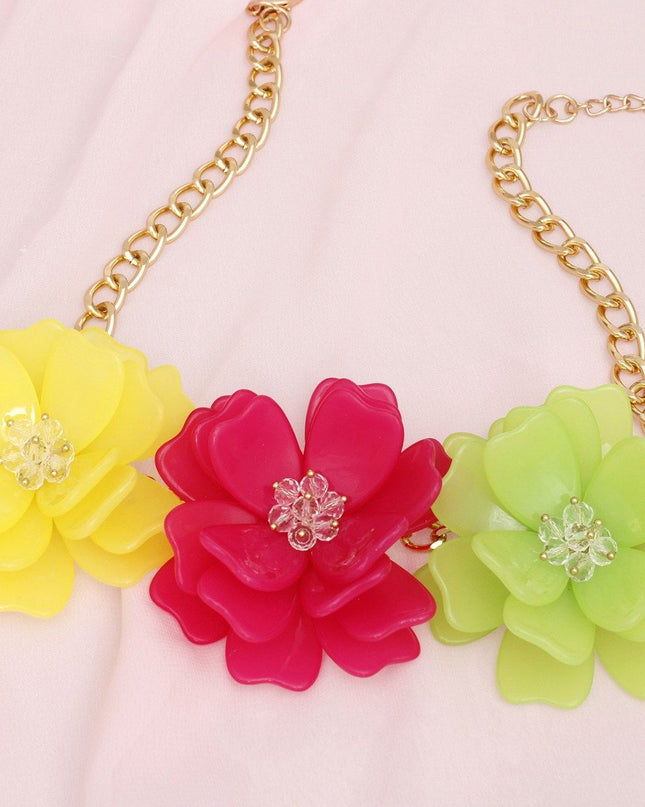 Collar Playful Petals Bright Color Flower Necklace