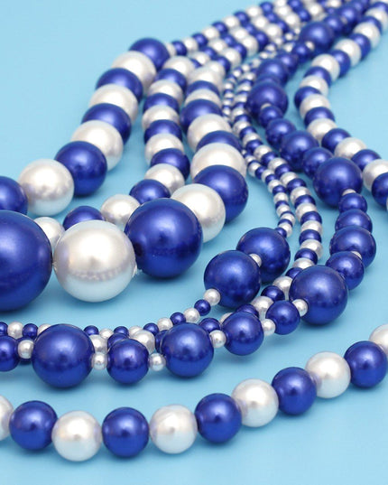 ZPB Sorority Blue White 7 Strand Pearl Necklace