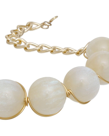 Collar Ivory Galactic Bead Gold Chain Necklace