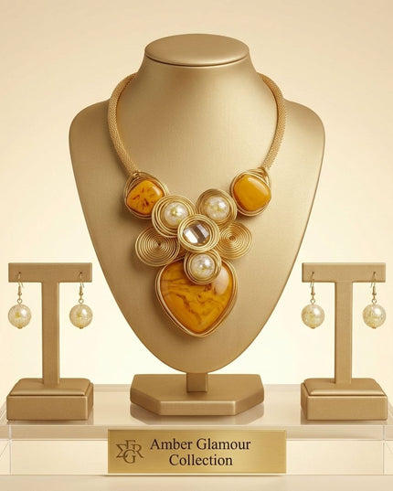 Yellow Coiled Wire Heart Handmade Bib Necklace
