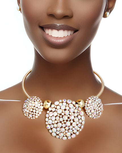 Necklace Gold AURBO Crystal Pendant Set for Women