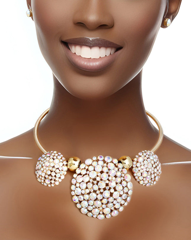 Necklace Gold AURBO Crystal Pendant Set for Women