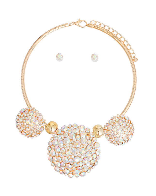 Necklace Gold AURBO Crystal Pendant Set for Women
