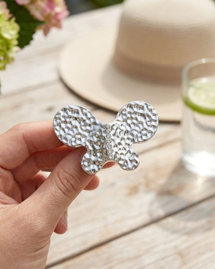 Silver Hammered Butterfly Large Cocktail Ring