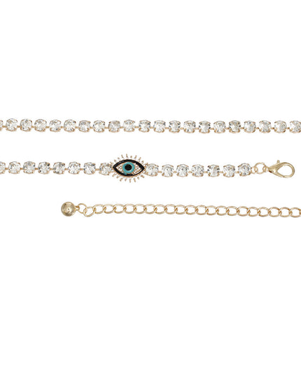 Rhinestone Belt Gold Evil Eye Chain Belt for Women