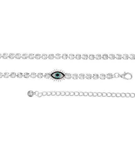 Rhinestone Belt Silver Evil Eye Chain for Women