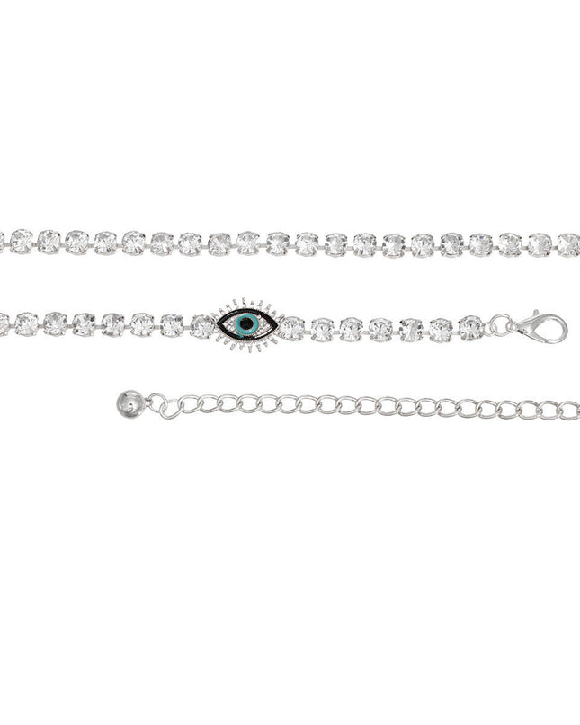 Rhinestone Belt Silver Evil Eye Chain for Women