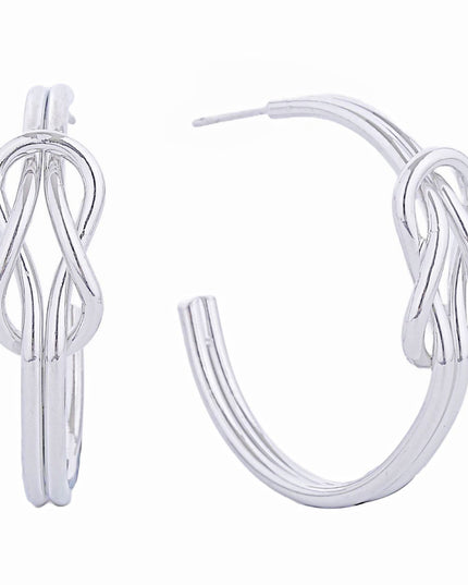 14K White Gold Infinity Knot Post Hoops