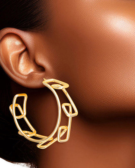 Hoop 14K Gold Medium Geo Wire Earrings for Women