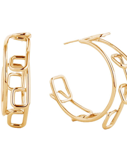 Hoop 14K Gold Medium Geo Wire Earrings for Women