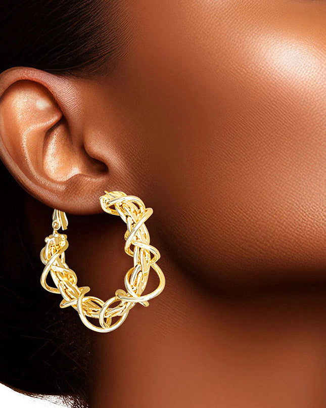 Hoop 14K Gold Small Wire Chain Earrings for Women