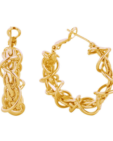 Hoop 14K Gold Small Wire Chain Earrings for Women