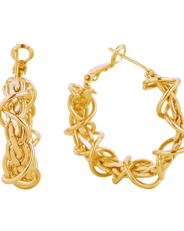 Hoop 14K Gold Small Wire Chain Earrings for Women