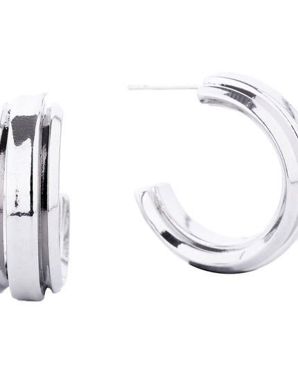 Hoop White Gold Small Solid Metal Earrings Women