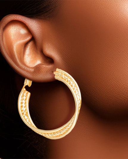 Hoop 14K Gold Small Diamond-Cut Earrings for Women