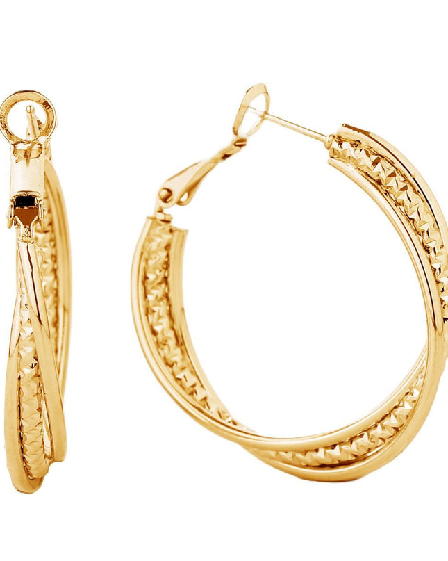Hoop 14K Gold Small Diamond-Cut Earrings for Women