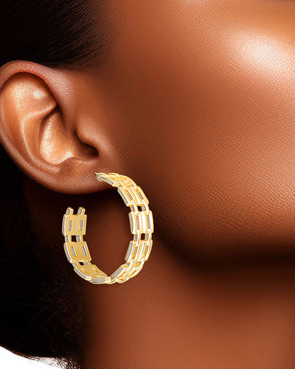 Hoop 14K Gold Small Chain Link Earrings for Women