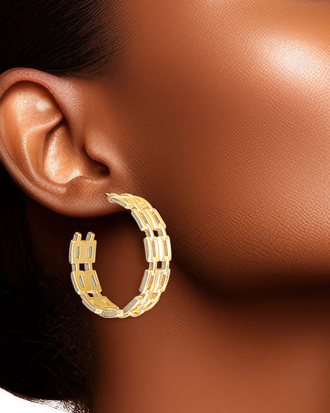 Hoop 14K Gold Small Chain Link Earrings for Women