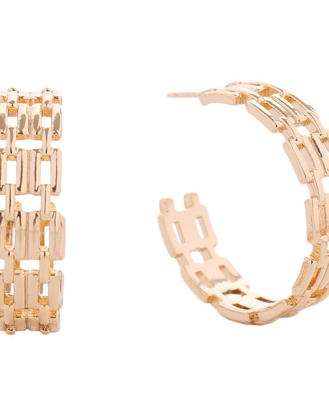 Hoop 14K Gold Small Chain Link Earrings for Women