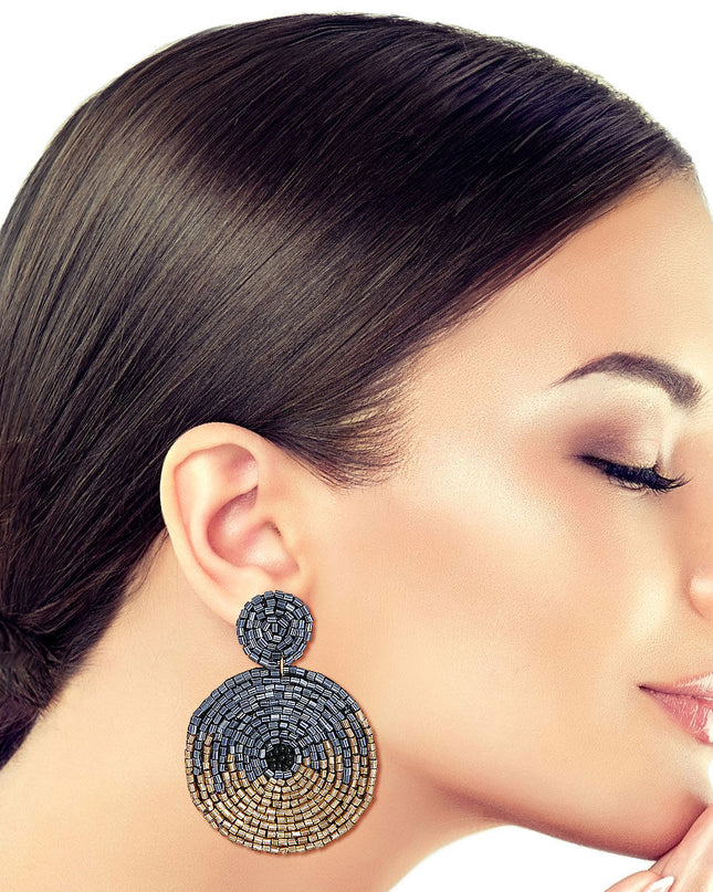 Hematite and Gold Beaded Earrings