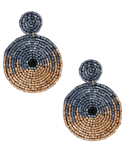 Hematite and Gold Beaded Earrings