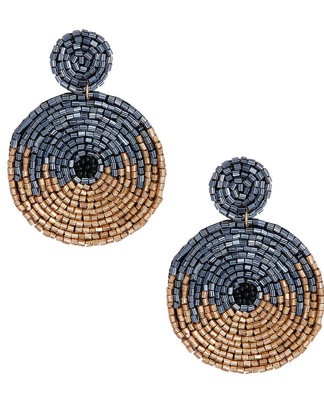 Hematite and Gold Beaded Earrings