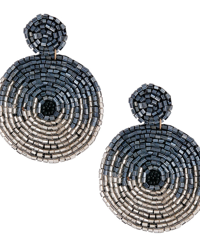 Hematite and Silver Beaded Earrings