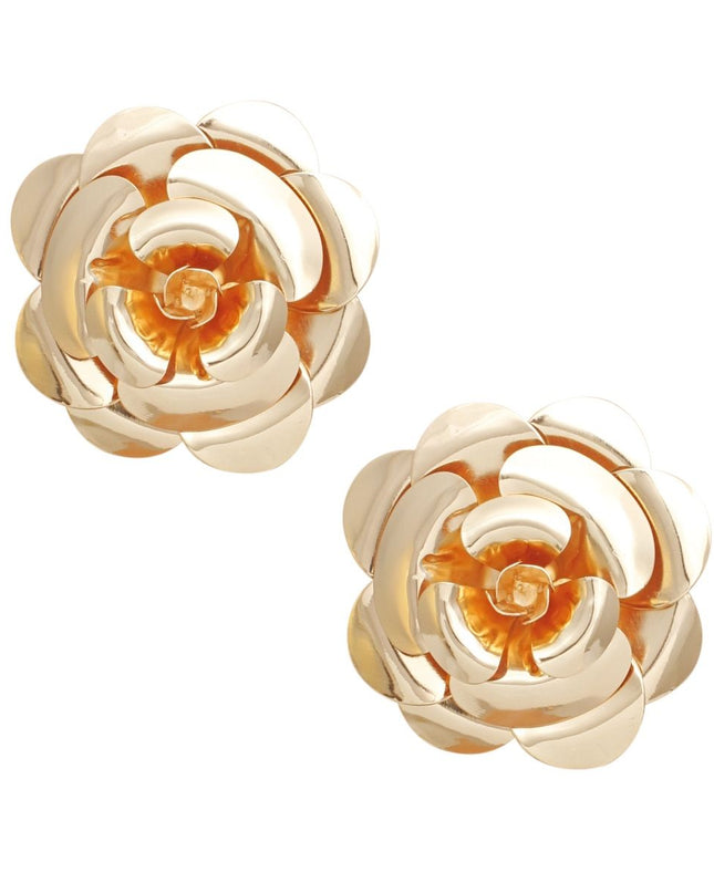 Studs Large Golden Bloom Lifelike Flower Earrings
