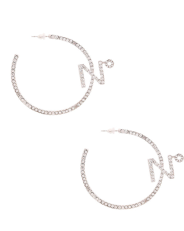 N Silver Rhinestone Hoops