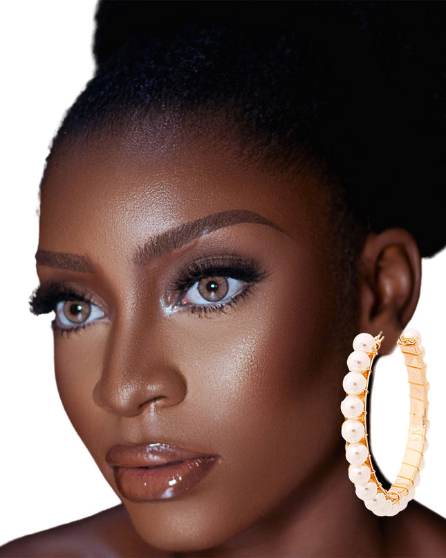 Cream Wire Wrapped Hoops