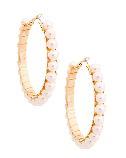 Cream Wire Wrapped Hoops