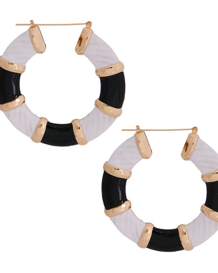 Black and White Wide Bamboo Hoops