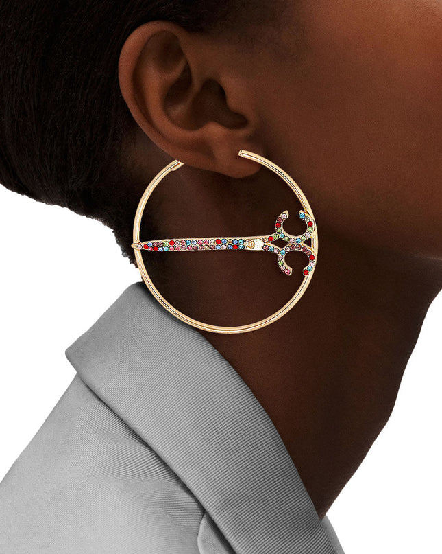 Multi Color Stone Scissor Hoops