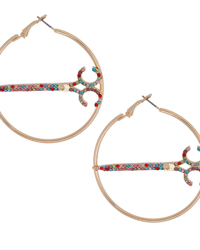 Multi Color Stone Scissor Hoops