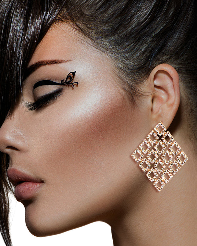 Gold Filigree Diamond Rhinestone Studs