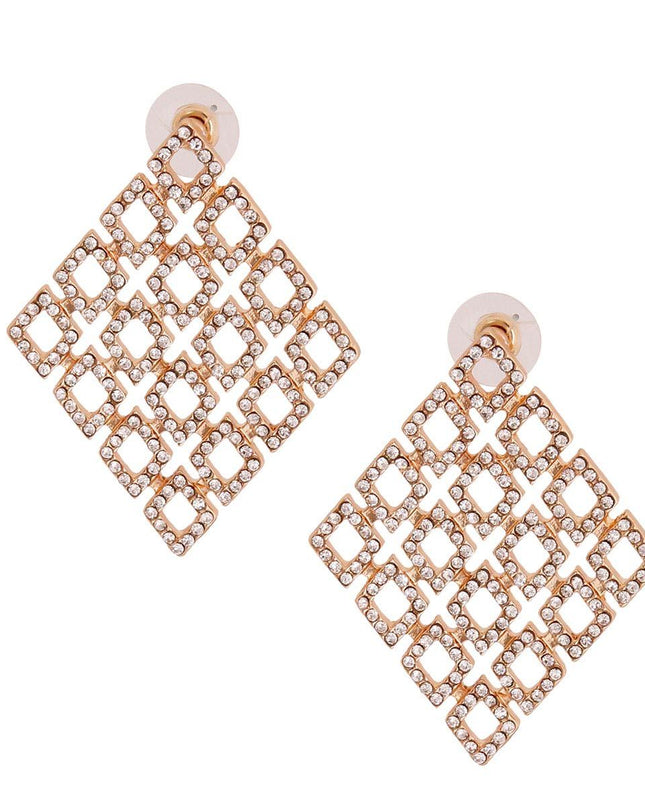 Gold Filigree Diamond Rhinestone Studs