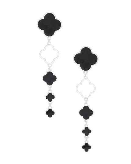 Dangle Gold Silver Quatrefoil Linear Earrings