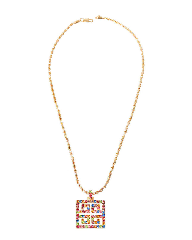Rainbow Radiance: Multi-Hued Rhinestone Pendant