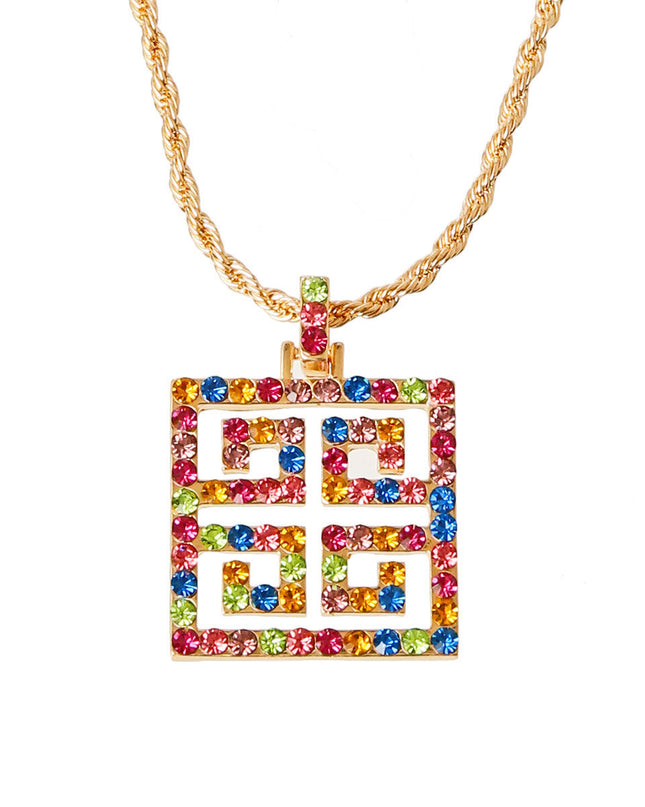 Rainbow Radiance: Multi-Hued Rhinestone Pendant