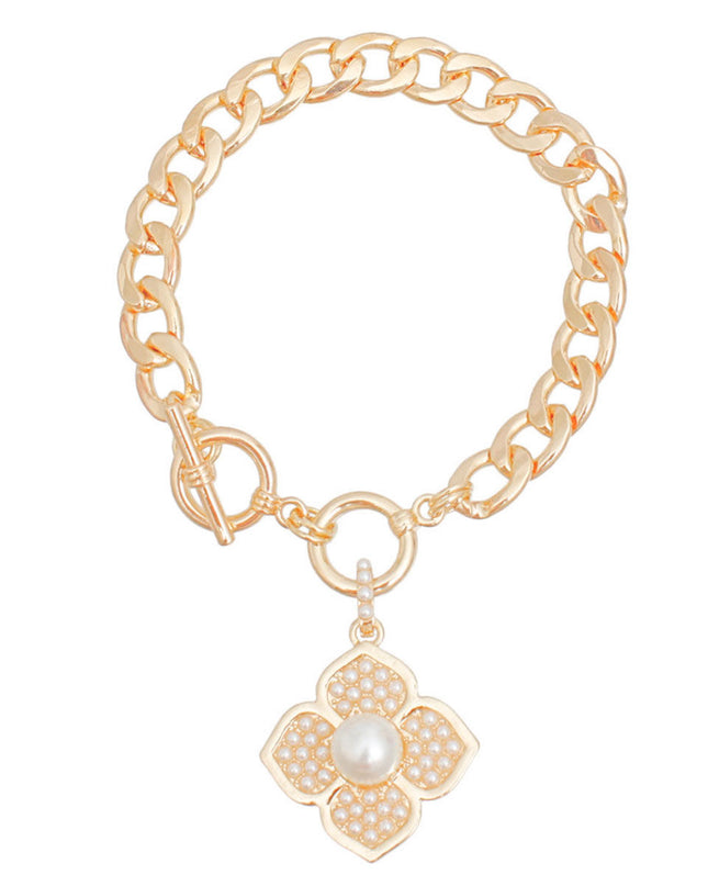Pearl Bloom: Flower Bracelet