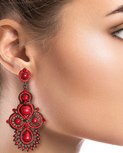 Black and Wine Soutache Earrings