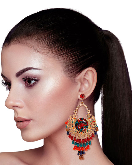 Multi Color Beaded Mandala Earrings